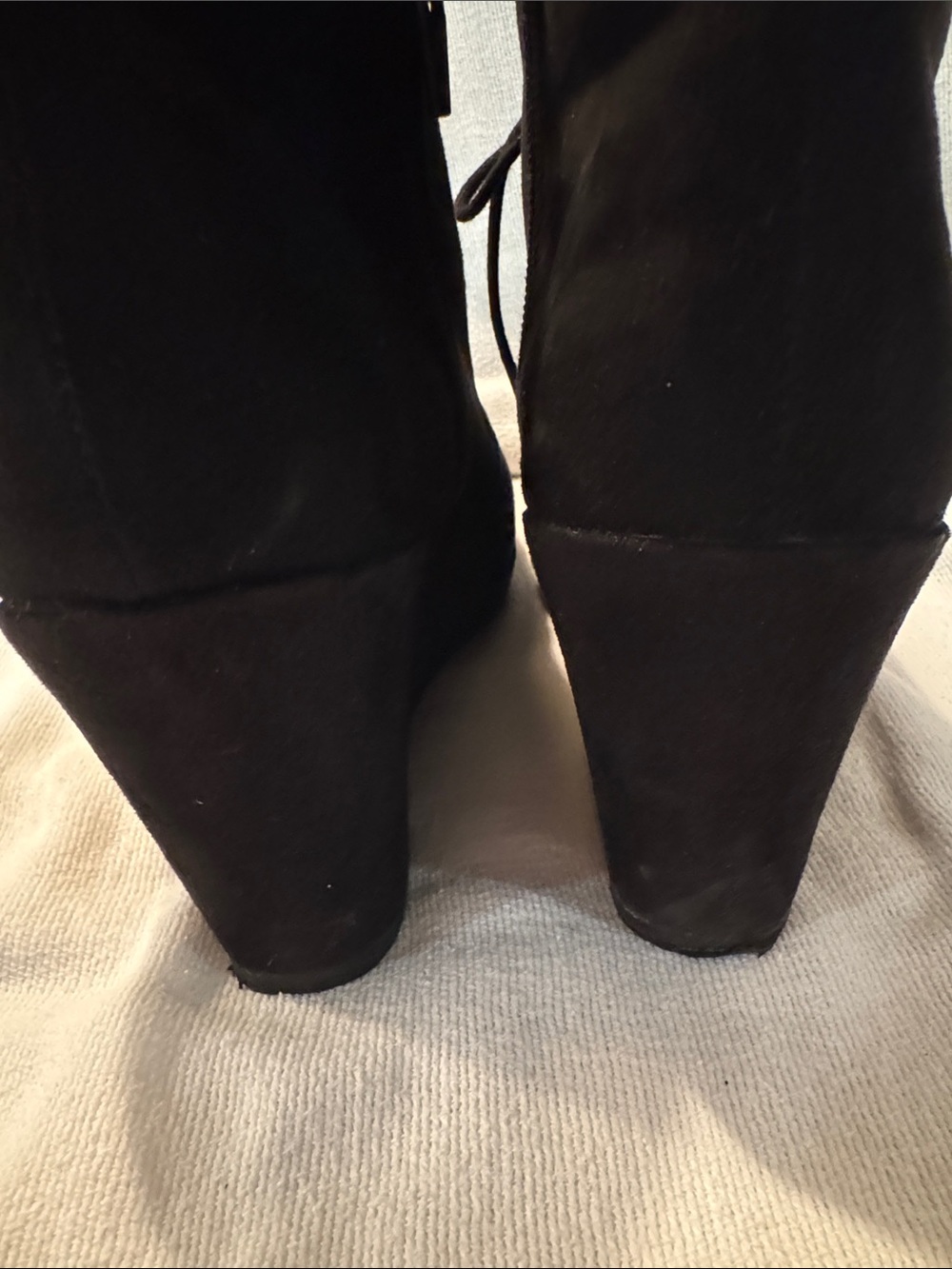 Merona Black Suede Lace-Up Side Zip Wedge Ankle Booties  - Womens Size 9 - Picture 5 of 8